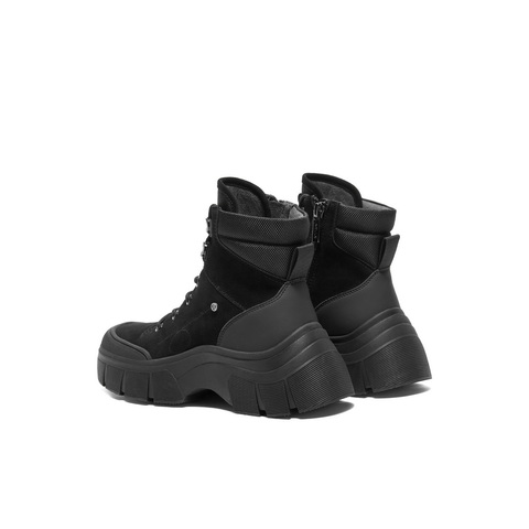 百丽增高厚底工装靴女2024冬新商场同款真皮户外徒步短靴B8S1DDD4