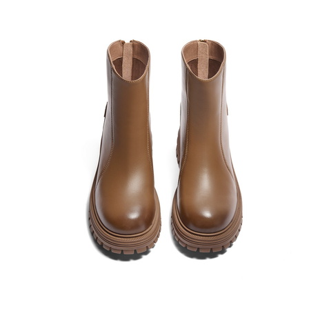 百丽厚底增高休闲靴女2024冬新商场同款真皮舒适靴B8Y1DDZ4