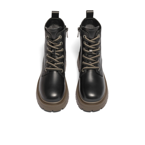 百丽百搭时尚马丁靴女2024冬新商场同款真皮休闲舒适短靴3NZ40DD4