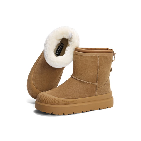 百丽户外舒适雪地靴女2024冬新保暖御寒短靴B2162DD4