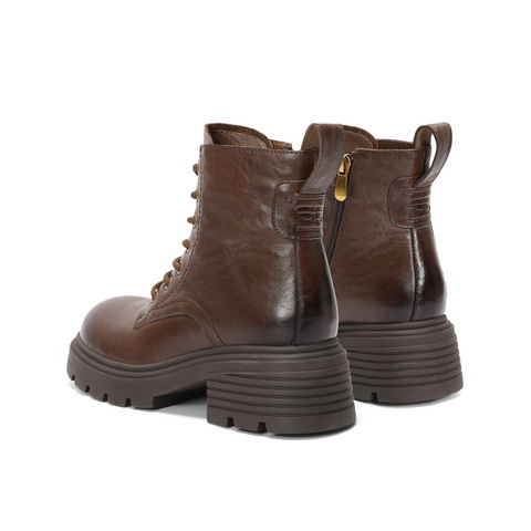 百丽增高厚底马丁靴女2024冬新真皮时尚美拉德短靴B2310DD4