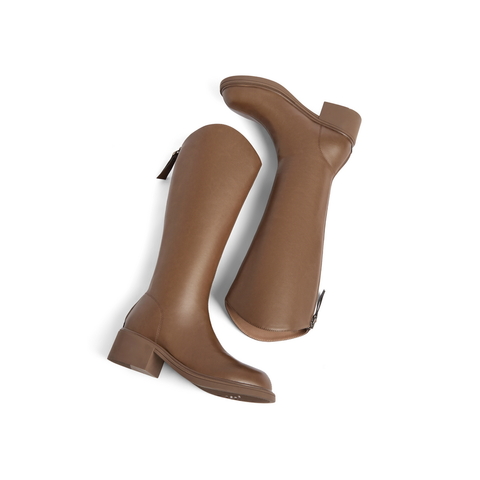 百丽粗跟增高弹力靴女2024冬新显瘦时尚靴B2134DG4