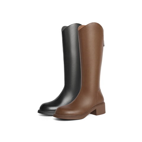 百丽粗跟增高弹力靴女2024冬新显瘦时尚靴B2134DG4