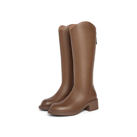 百丽粗跟增高弹力靴女2024冬新显瘦时尚靴B2134DG4