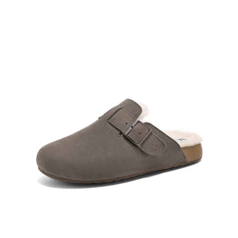 百丽半岛吐司拖包头拖男2024秋新保暖毛毛鞋软底勃肯鞋8NR01CT4