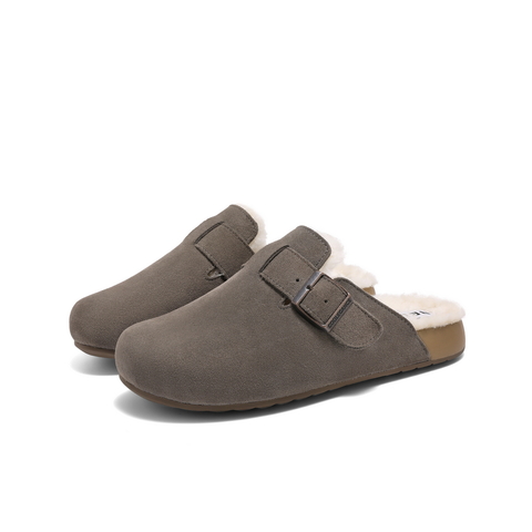 百丽半岛吐司拖包头拖男2024秋新保暖毛毛鞋软底勃肯鞋8NR01CT4