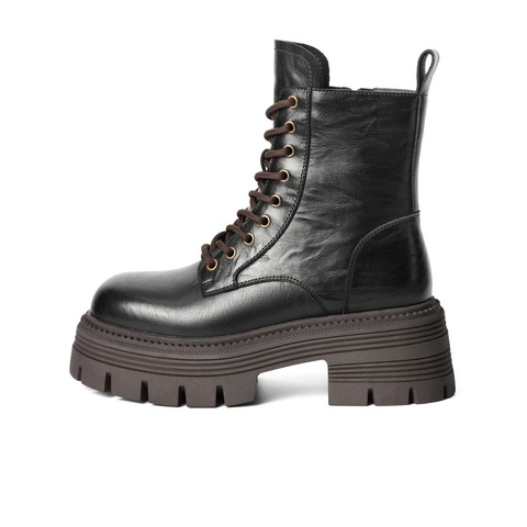 百丽时尚复古马丁靴女2024冬新增高厚底短靴B2303DZ4