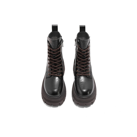 百丽时尚复古马丁靴女2024冬新增高厚底短靴B2303DZ4