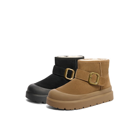 百丽户外休闲雪地靴女2024冬新保暖加绒短靴B2168DM4
