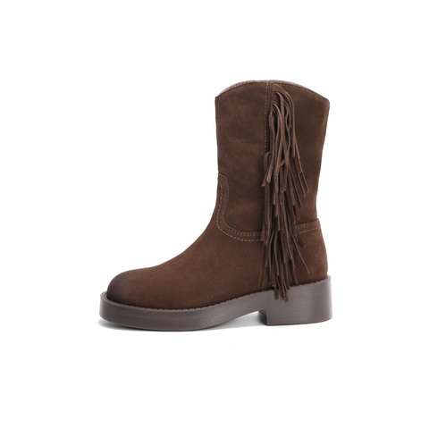 百丽时尚百搭休闲靴女2024冬季新款户外短筒靴B2293DZ4