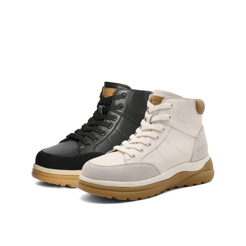 百丽时尚休闲高帮鞋女2024冬新商场同款舒适板鞋B9X1DDD4