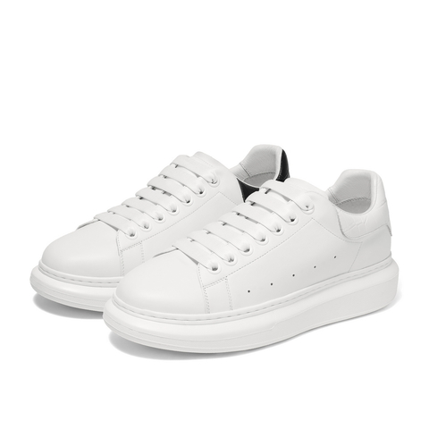 百丽撞色小白鞋男2024春季新款牛皮舒适系带休闲板鞋A1160AM4