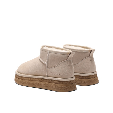 百丽户外徒步雪地靴女2024冬新保暖加绒短靴B2169DM4