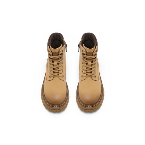 百丽复古厚底工装靴女2024冬新商场同款户外休闲大黄短靴B9R1DDD4