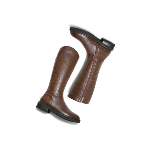 百丽时尚复古骑士靴女2024冬新显瘦增高长筒靴B2362DG4