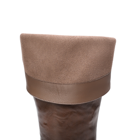 百丽时尚复古骑士靴女2024冬新显瘦增高长筒靴B2362DG4