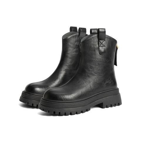 百丽厚底增高弹力靴女2024冬新商场同款户外徒步靴B9E1DDZ4