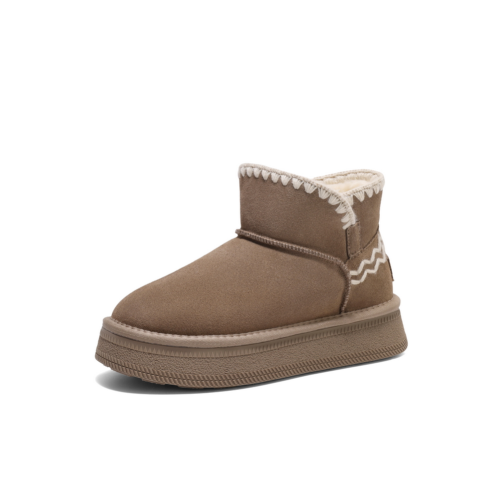 百丽户外徒步雪地靴女2024冬新商场同款保暖御寒短靴D1U1DDD4