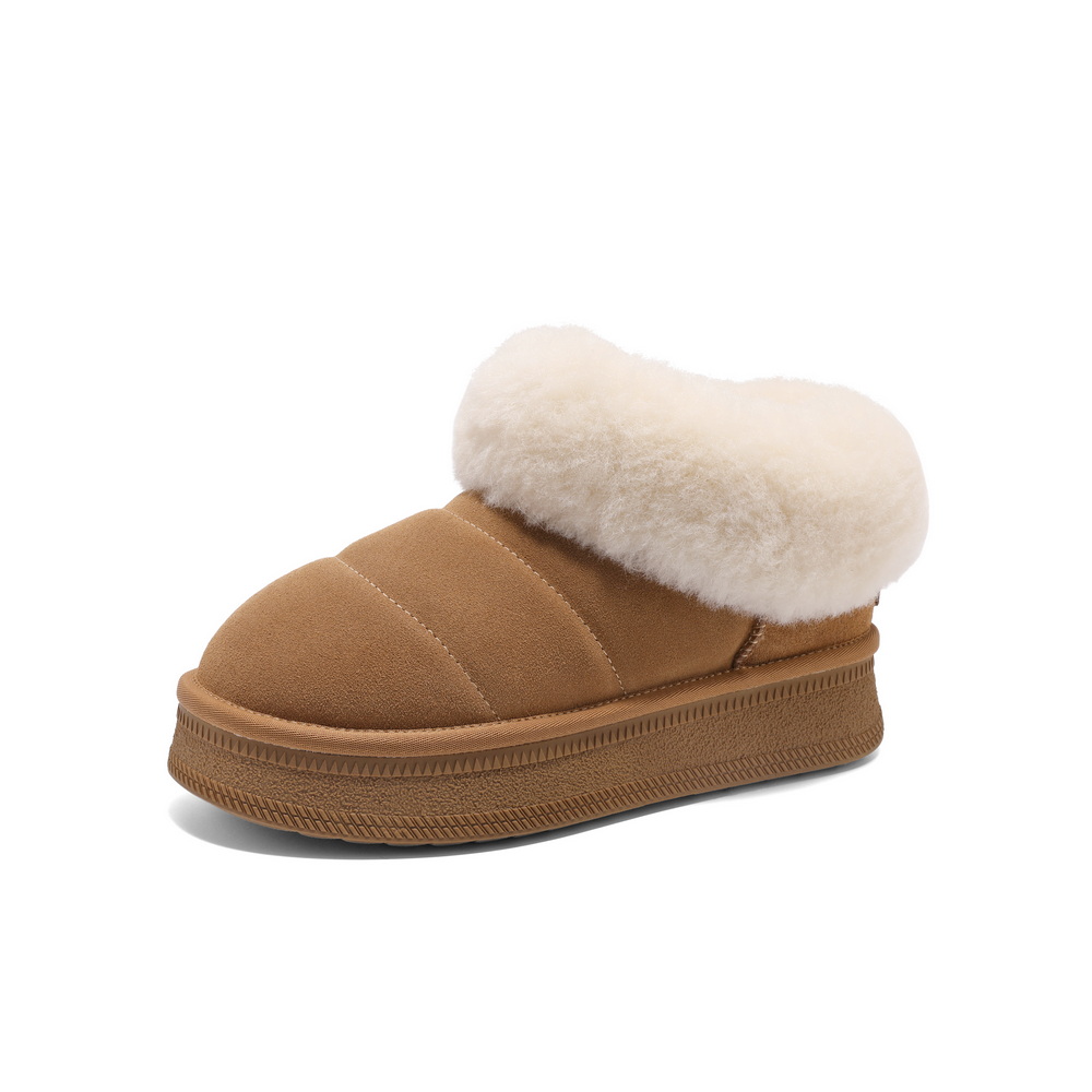 百丽休闲舒适毛毛鞋女2024冬新商场同款加绒保暖鞋D3H1DDM4