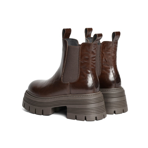 百丽时尚复古切尔西靴女2024冬新增高厚底短靴B2390DD4