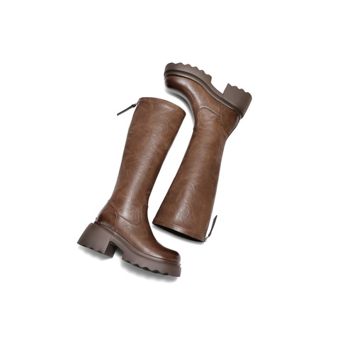 百丽时尚显瘦弹力高靴女2024冬新增高厚底长靴B2389DG4