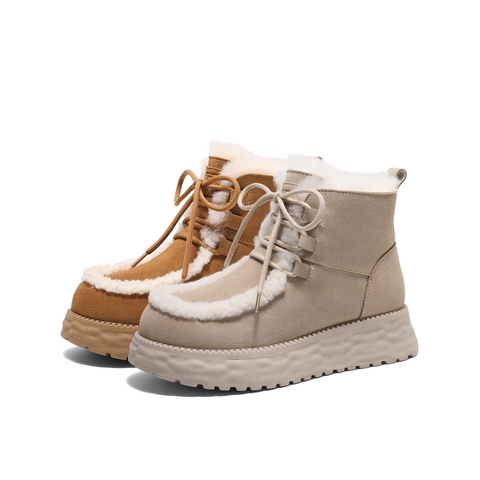 百丽时尚休闲雪地靴女2024冬新商场同款保暖御寒短靴D2D1DDD4