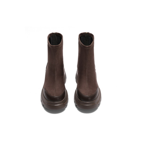 百丽职场气质弹力靴2024冬新真皮厚底短靴B2358DD4