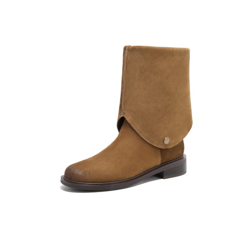 百丽时尚两穿西部靴女2024冬新复古显瘦长筒靴3QFB1DG4