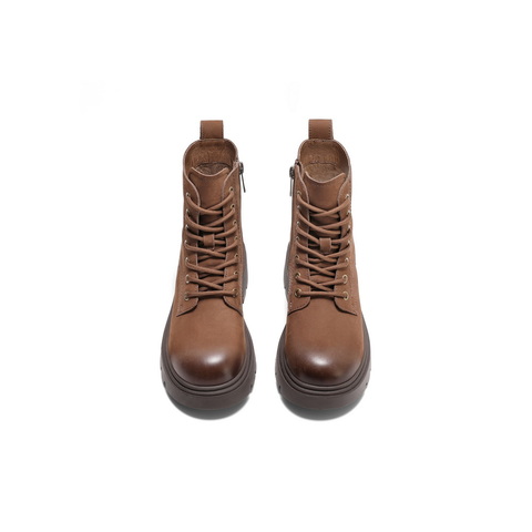 百丽增高厚底马丁靴女2024冬新真皮时尚美拉德短靴B2310DD4