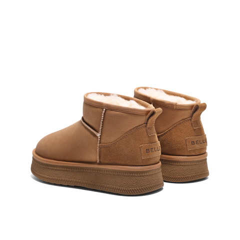 百丽户外休闲雪地靴女2024冬新商场同款保暖加绒短靴D1K4DDM4