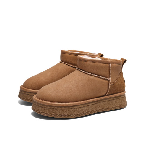 百丽户外休闲雪地靴女2024冬新商场同款保暖加绒短靴D1K4DDM4