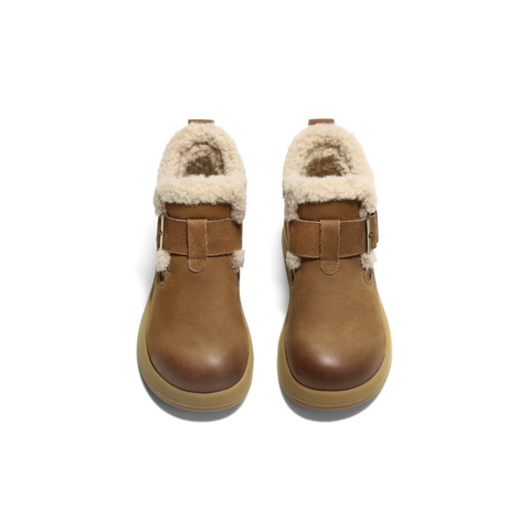 百丽时尚舒适高帮休闲鞋女2024冬新商场同款真皮保暖鞋D4N1DDD4