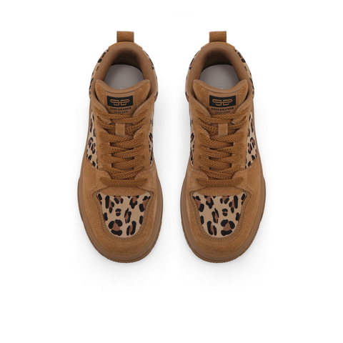 百丽时尚撞色板鞋女2024冬新厚底高帮休闲鞋B2092DM4