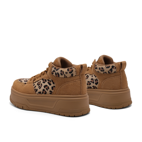 百丽时尚撞色板鞋女2024冬新厚底高帮休闲鞋B2092DM4