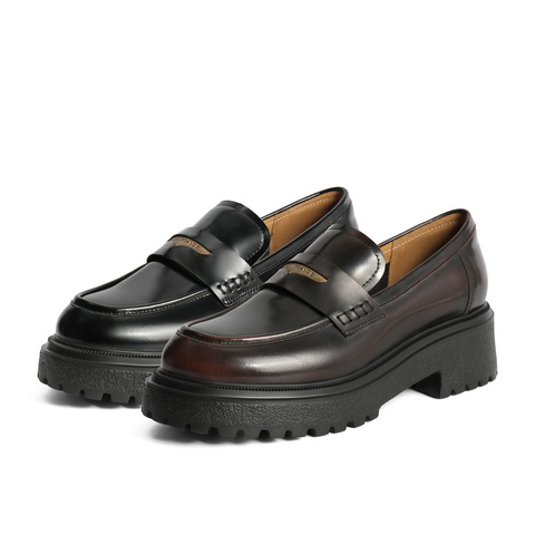 百丽简约乐福鞋女2024秋新商场同款真皮学院风单鞋B5H1DCA4