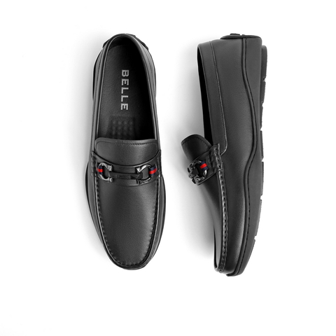 百丽舒适豆豆鞋男鞋2024夏牛皮革套脚休闲鞋11608BM4