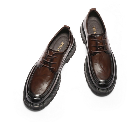 百丽办公通勤商务鞋男士秋款牛皮革舒适厚底休闲皮鞋A2118CM4