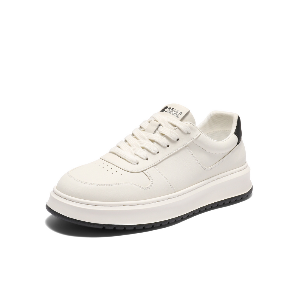 百丽时尚百搭小白鞋男鞋秋季轻盈厚底舒适潮搭休闲板鞋A2084CM4