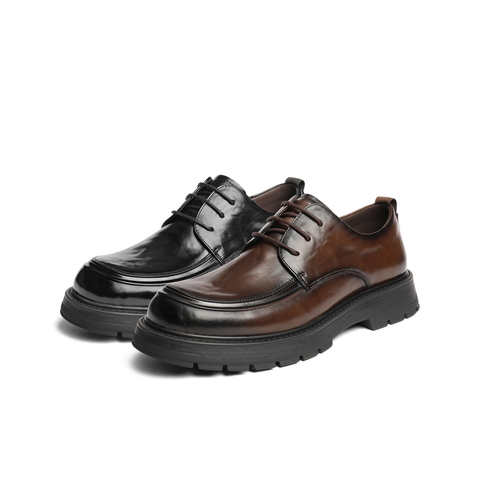 百丽办公通勤商务鞋男士秋款牛皮革舒适厚底休闲皮鞋A2118CM4