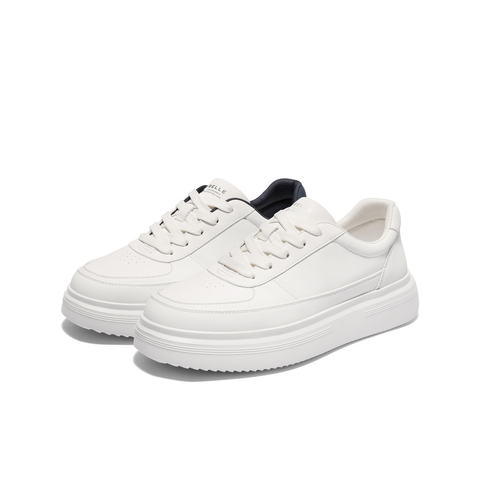 百丽时尚百搭小白鞋男鞋秋季厚底增高舒适简约潮搭休闲板鞋A2069CM4