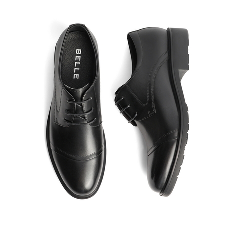 百丽英伦风潮流皮鞋男鞋2024春牛皮革商务正装皮鞋A0591AM4