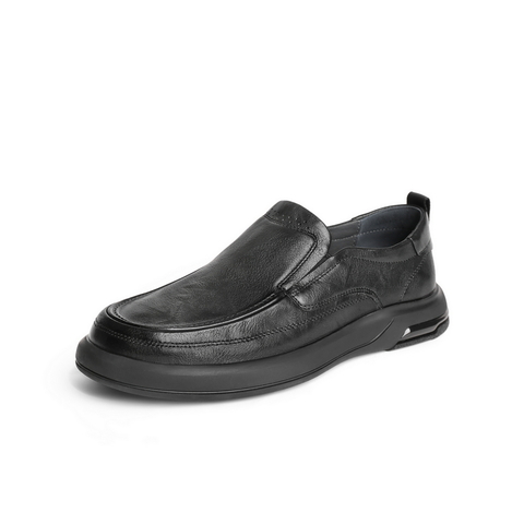 百丽一脚蹬休闲皮鞋男鞋24夏牛皮革爸爸鞋套脚商务鞋加绒A1518BM4