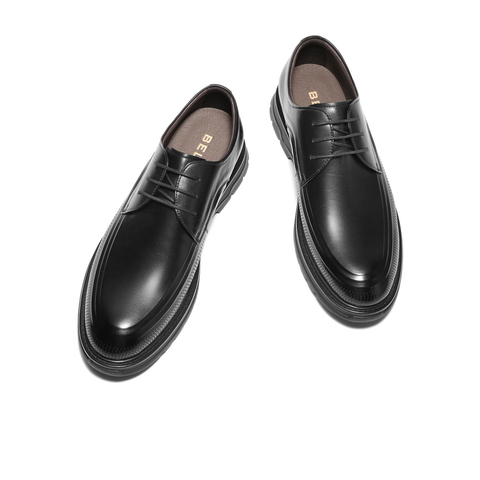 百丽打孔透气商务鞋男士2024夏季新款牛皮革通勤正装皮鞋A0902BM4