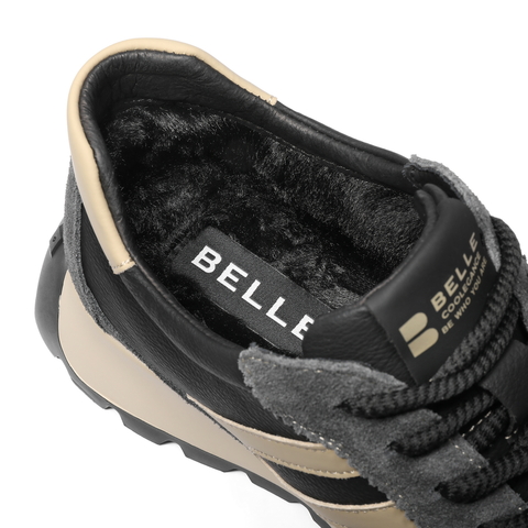 百丽高帮休闲运动鞋男靴复古撞色潮搭德训鞋加绒保暖短靴A2243CD4