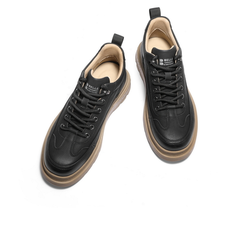 百丽高帮休闲工装鞋男靴冬季时尚简约复古潮搭板鞋加绒可选A2261DD4