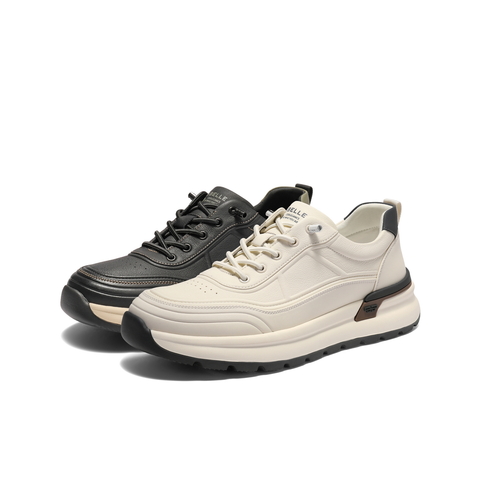 百丽时尚小白鞋男鞋厚底增高免系带户外跑步休闲运动鞋A2225CM4