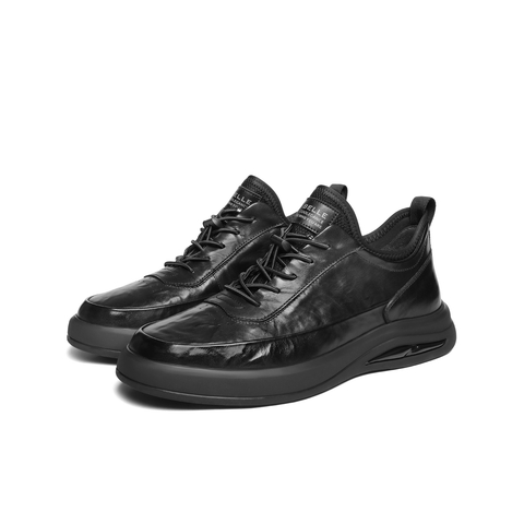 百丽简约舒适通勤商务鞋男鞋秋款厚底潮搭板鞋高帮休闲皮鞋A2252CM4