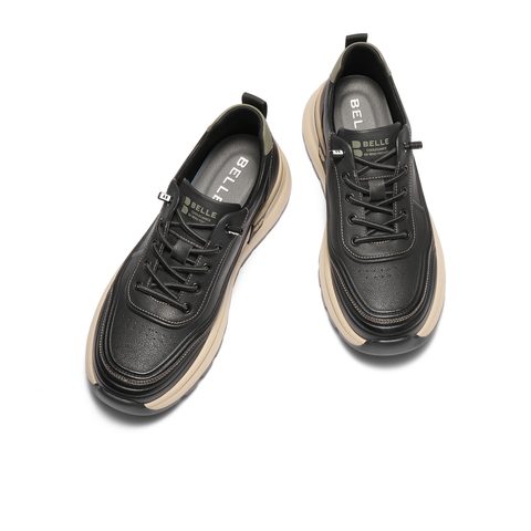 百丽时尚小白鞋男鞋秋季厚底增高免系带户外跑步休闲运动鞋A2225CM4