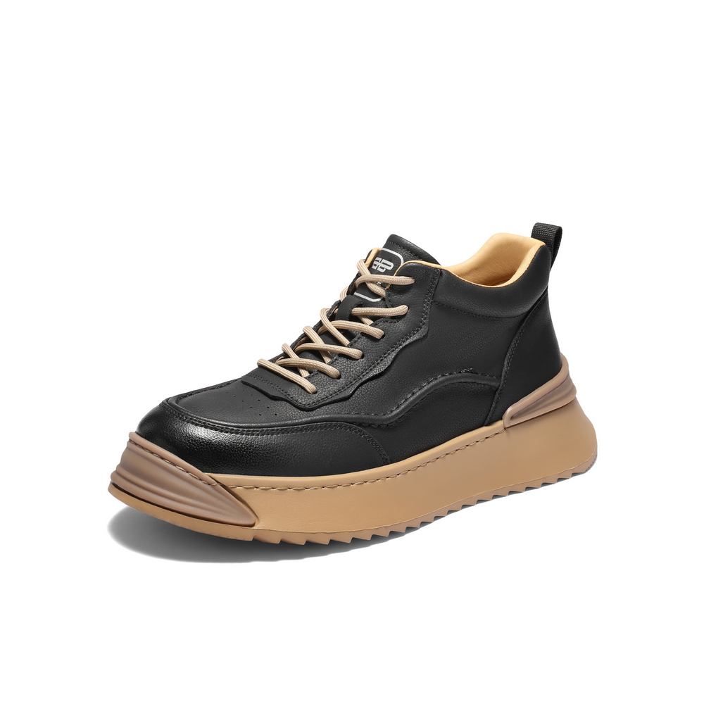 百丽厚底高帮休闲板鞋男靴冬季加绒可选潮搭户外工装鞋短靴A2232DD4