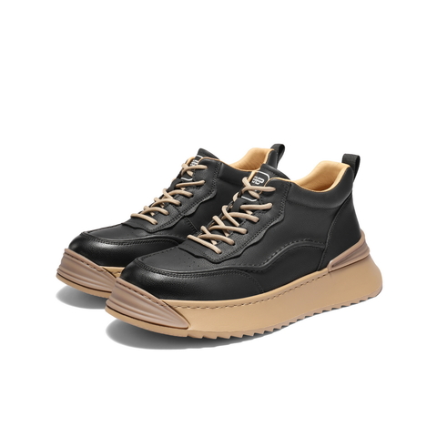 百丽厚底高帮休闲板鞋男靴冬季加绒可选潮搭户外工装鞋短靴A2232DD4